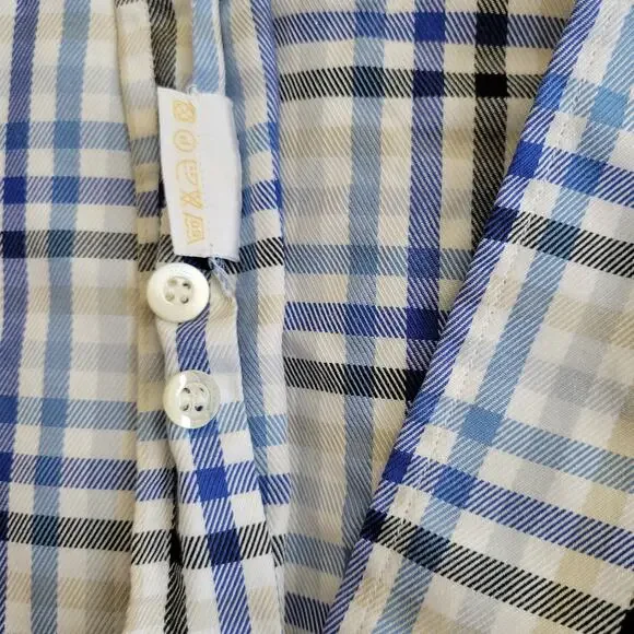 BRIONI Dress Shirt Mens Medium Blue Plaid Cotton Quiet Luxury Made In Italy - Picture 12 of 14
